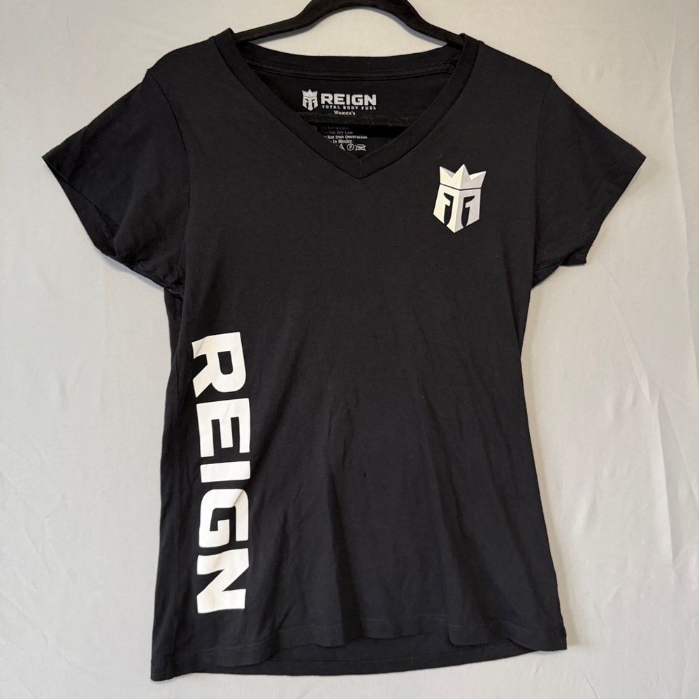 Reign Total Body Fuel Womens V Neck Tee Size Large Modal Cotton Fitness READ